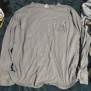 LA Printed Graphic Long-Sleeve Tee - Gray